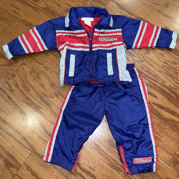 Vintage 12 Month Wilson Blue Red Track Suit Wind Suit Nylon Y2k Full House - Picture 2 of 6